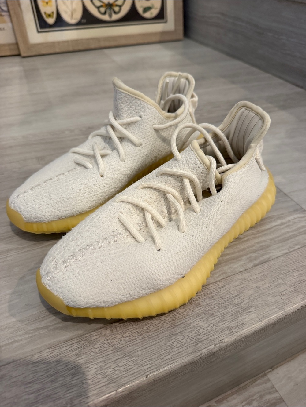 Yeezy Women Cream Knit Sneakers